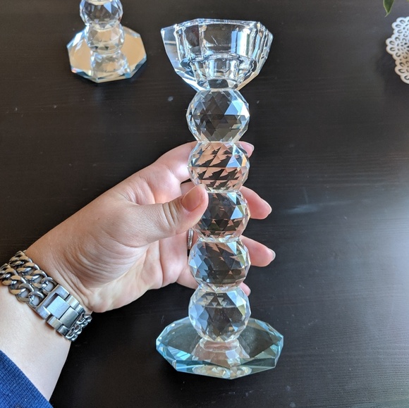 Tall Crystal Candle Holder Set - Picture 4 of 6
